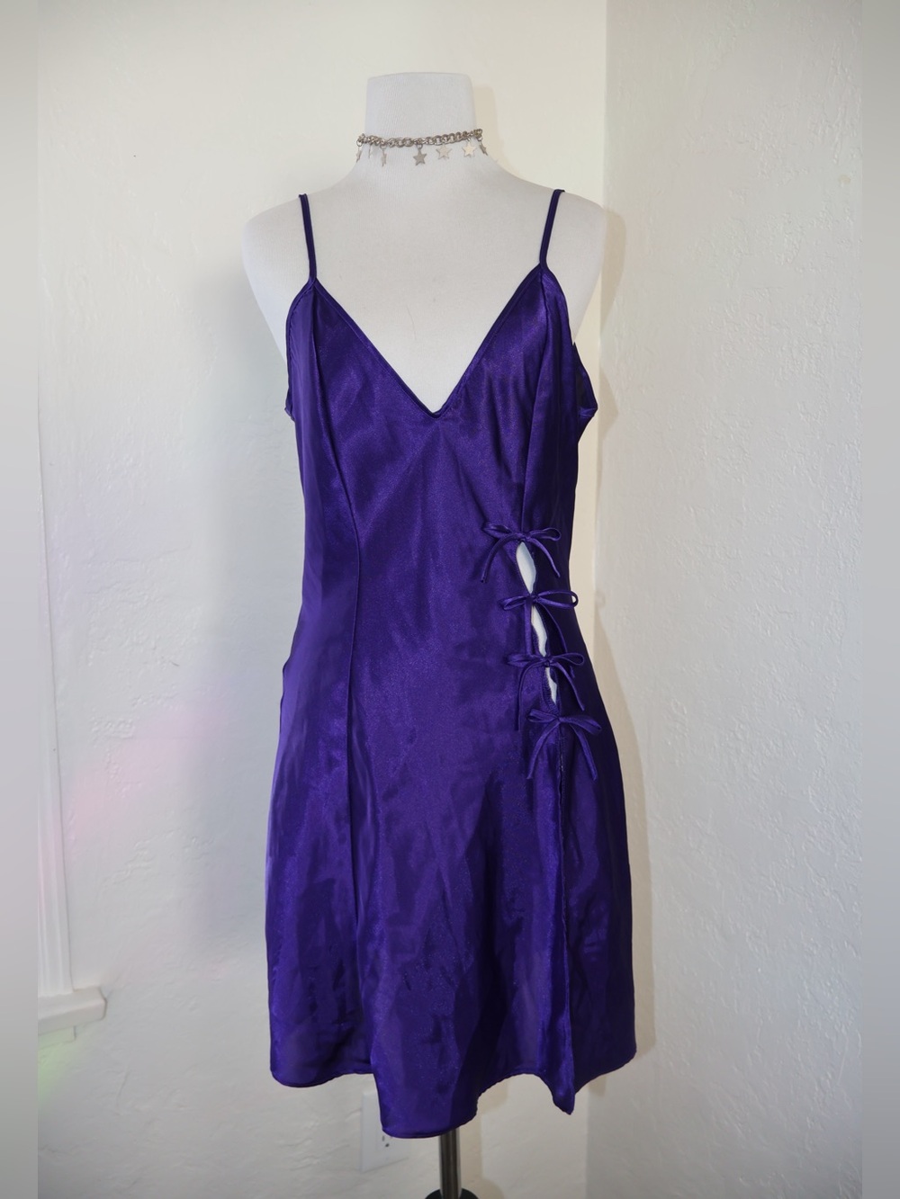 Vintage Fredericks of Hollywood Liquid Satin Lingerie Slip Small Deep Purple